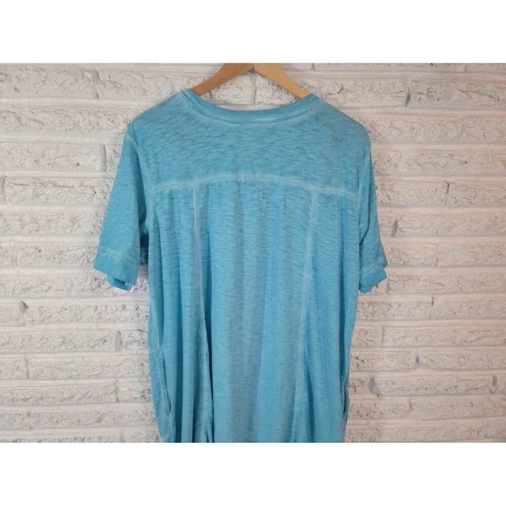 LOGO Lori Goldstein QVC Womens Dress XLP Mini Short Sleeve Blue Heather BLU247E